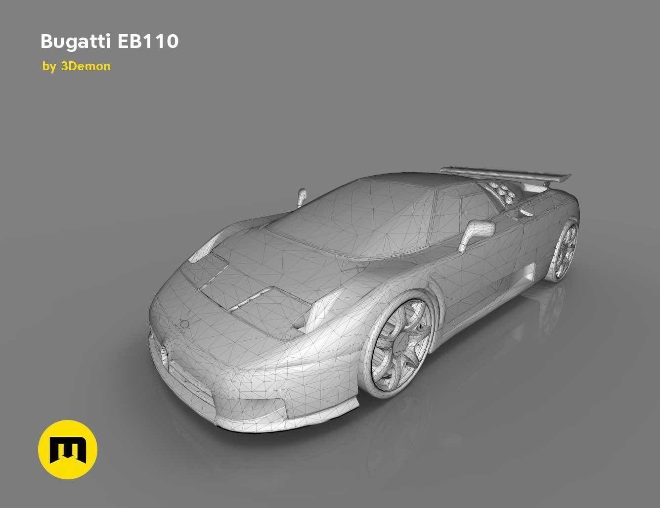 The mid-engine sport car - Bugatti EB110 3D print model_10