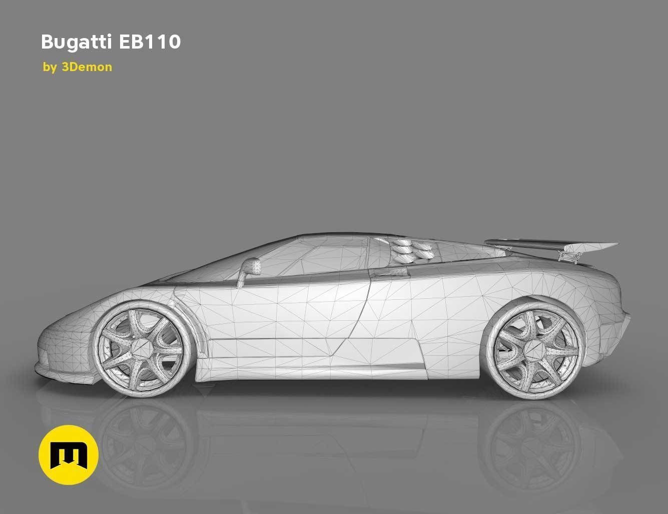The mid-engine sport car - Bugatti EB110 3D print model_14