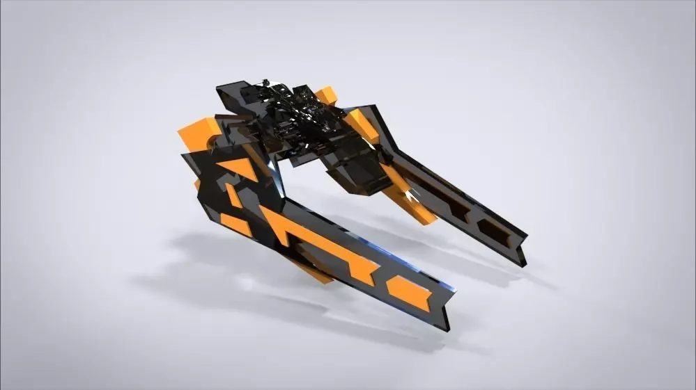 M Spaceship star wars statue in shape of sword Low-poly 3D model