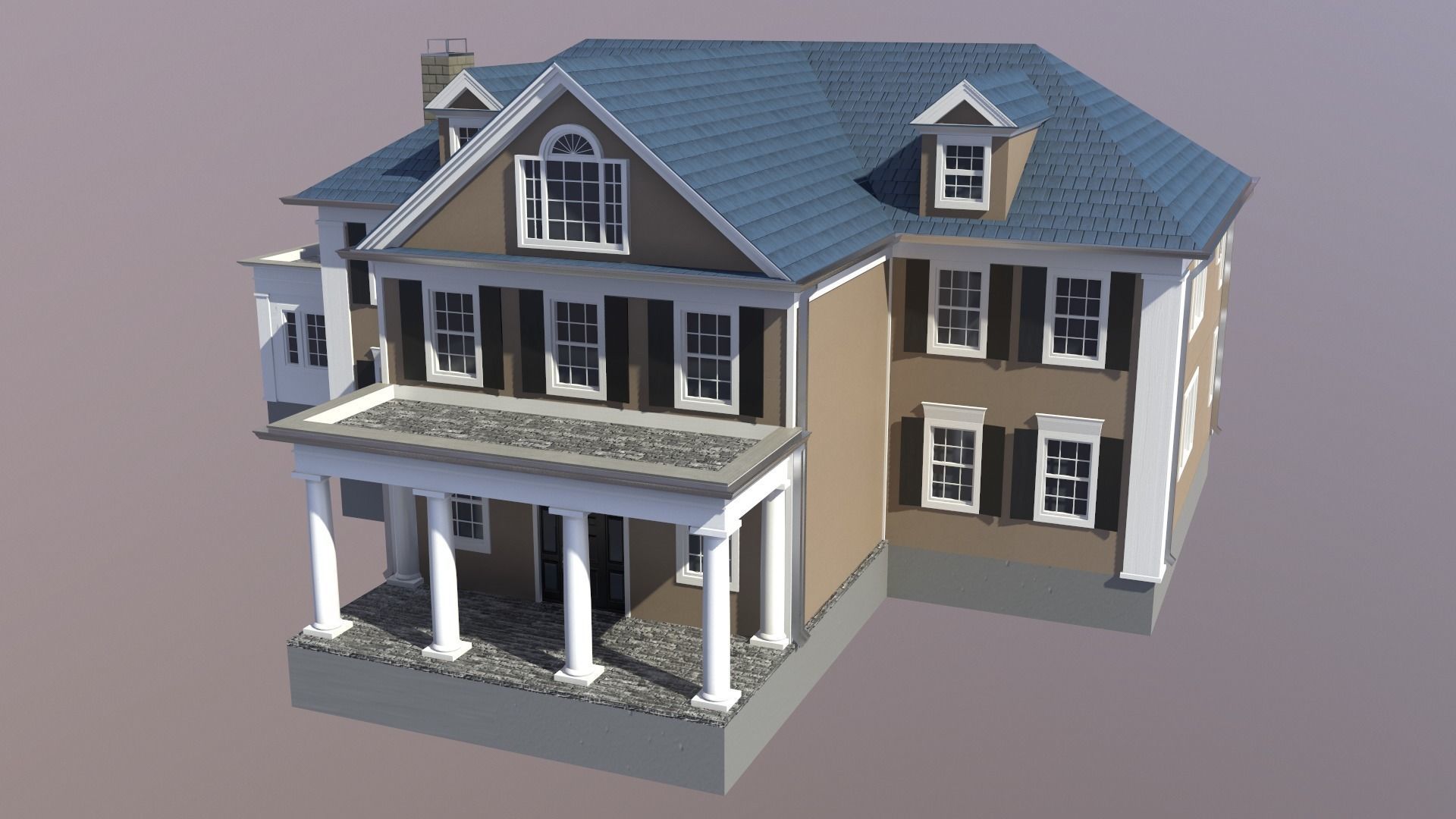 Modern Suburban House 5 Low-poly 3D model_11