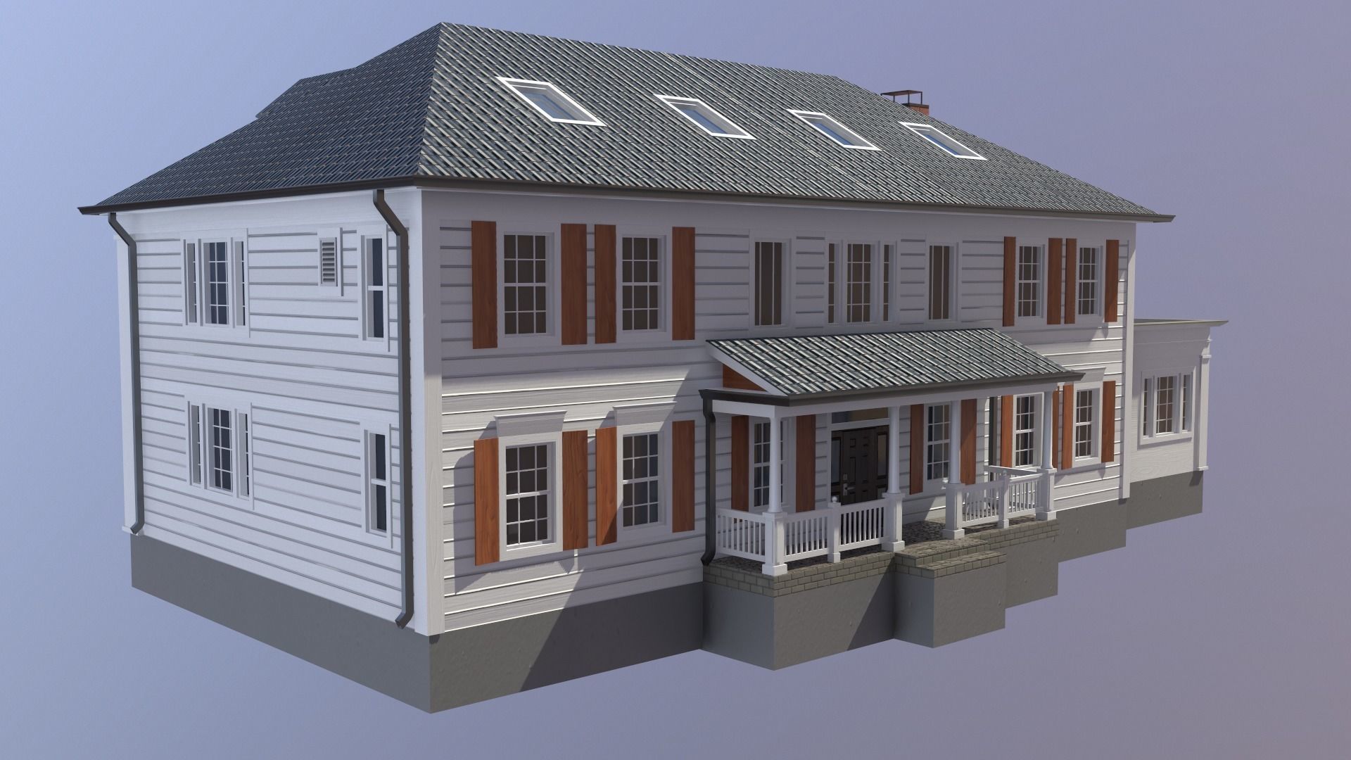 Modern Suburban House 5 Low-poly 3D model_9