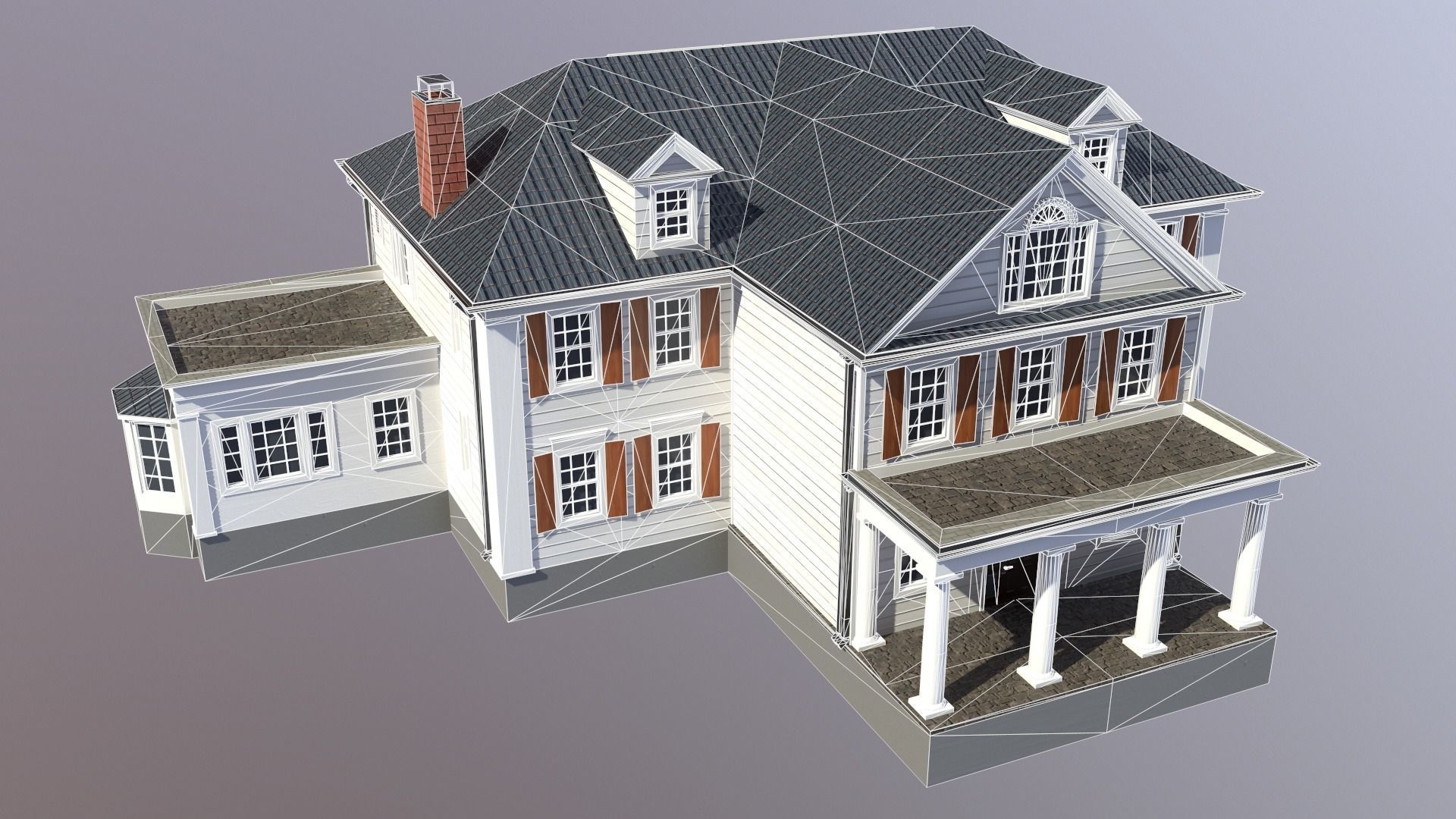 Modern Suburban House 5 Low-poly 3D model_7