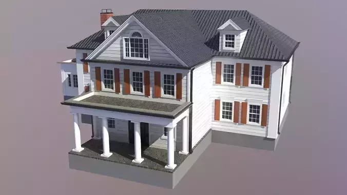 Modern Suburban House 5 Low-poly 3D model