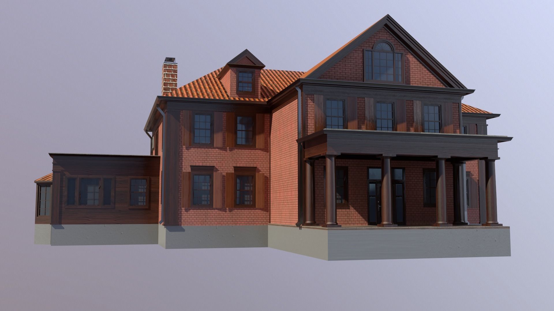 Modern Suburban House 5 Low-poly 3D model_3