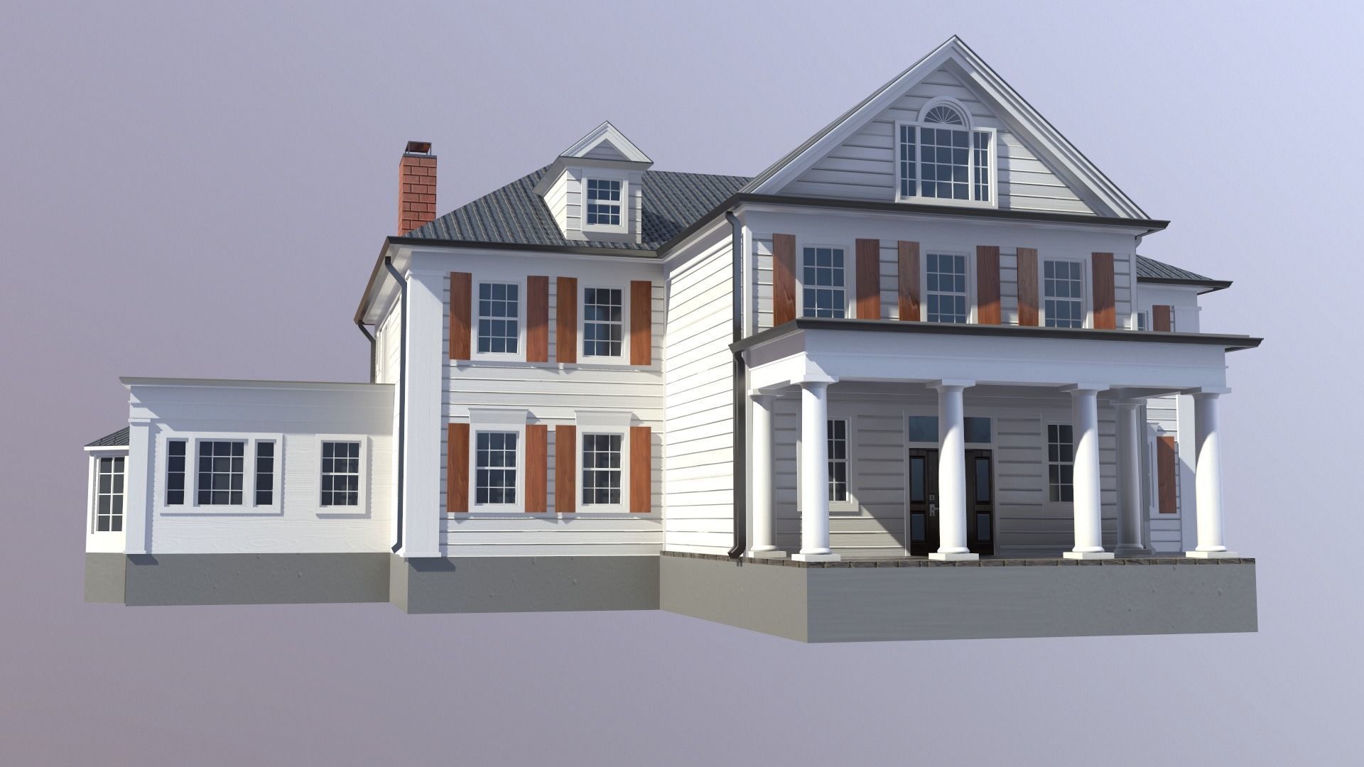 Modern Suburban House 5 Low-poly 3D model_2