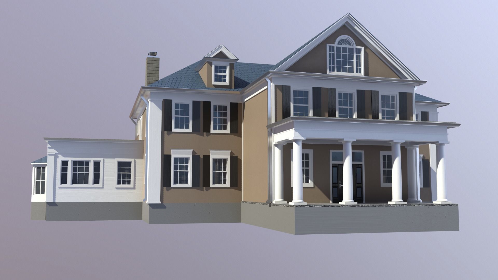 Modern Suburban House 5 Low-poly 3D model_5