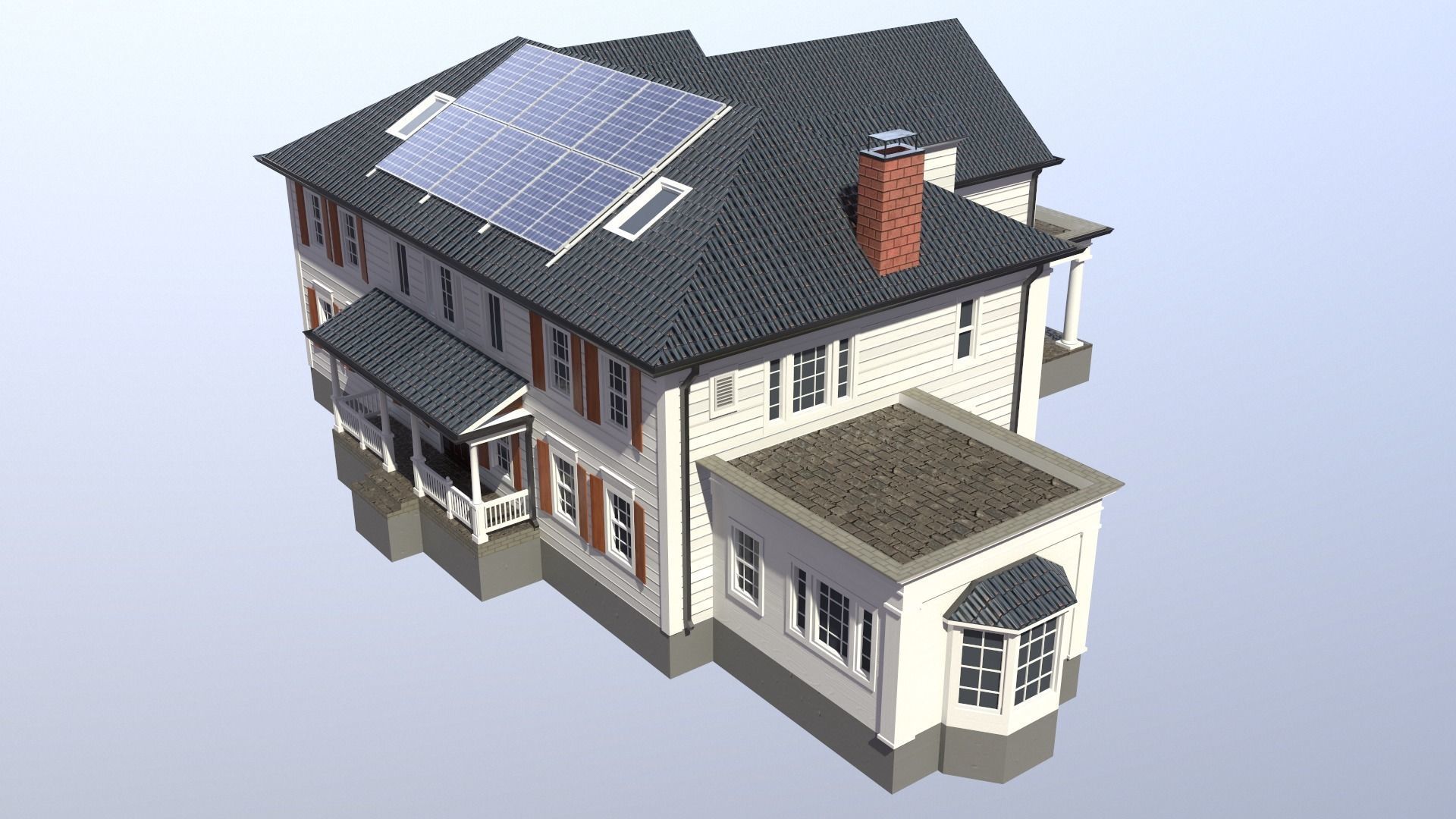 Modern Suburban House 5 Low-poly 3D model_10