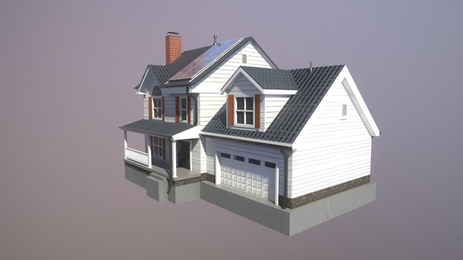 Modern Suburban House Collection Low-poly 3D model 7