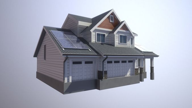 Modern Suburban House Collection Low-poly 3D model 2