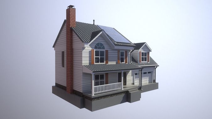 Modern Suburban House Collection Low-poly 3D model 6