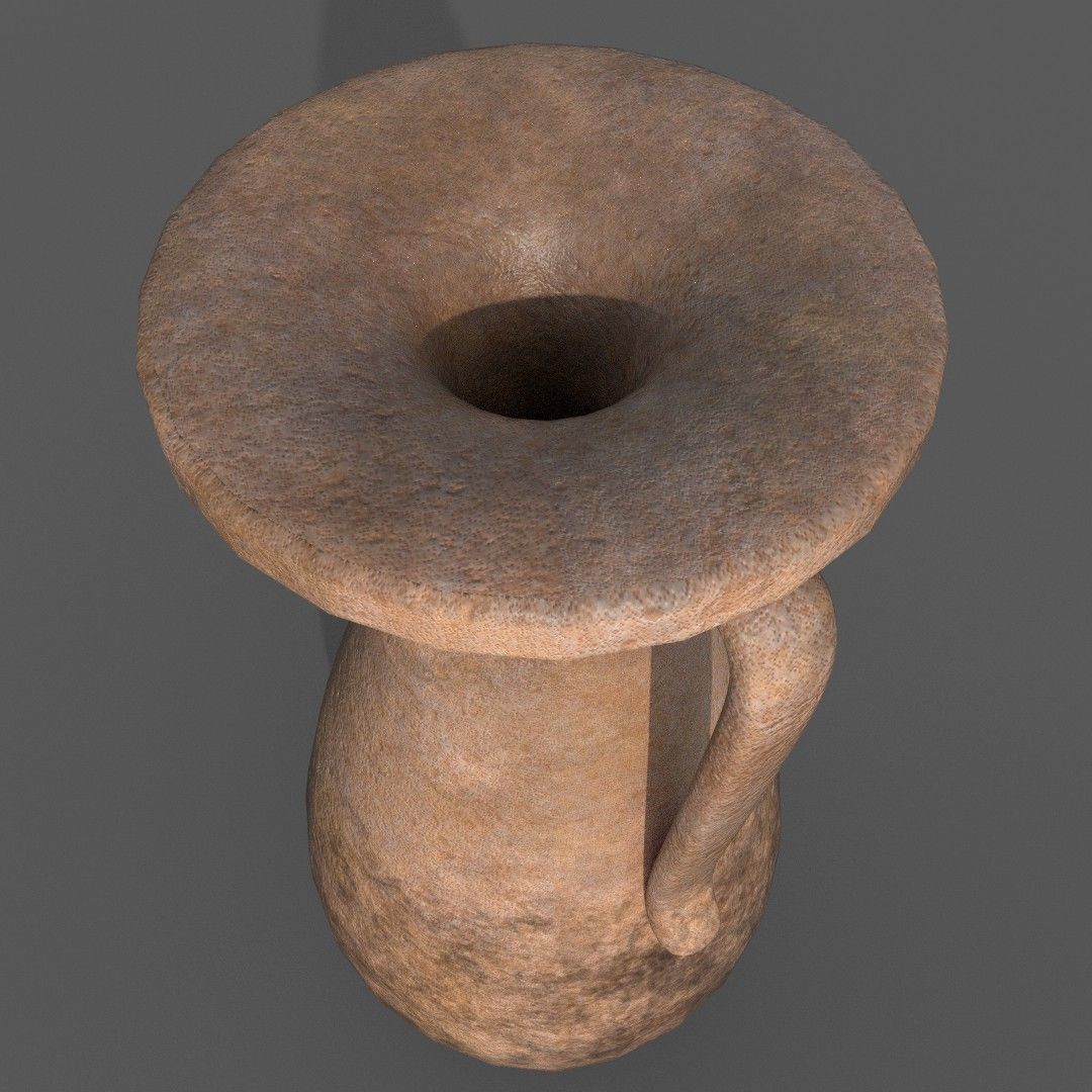 Medieval Terracotta Jug Low-poly 3D model_1