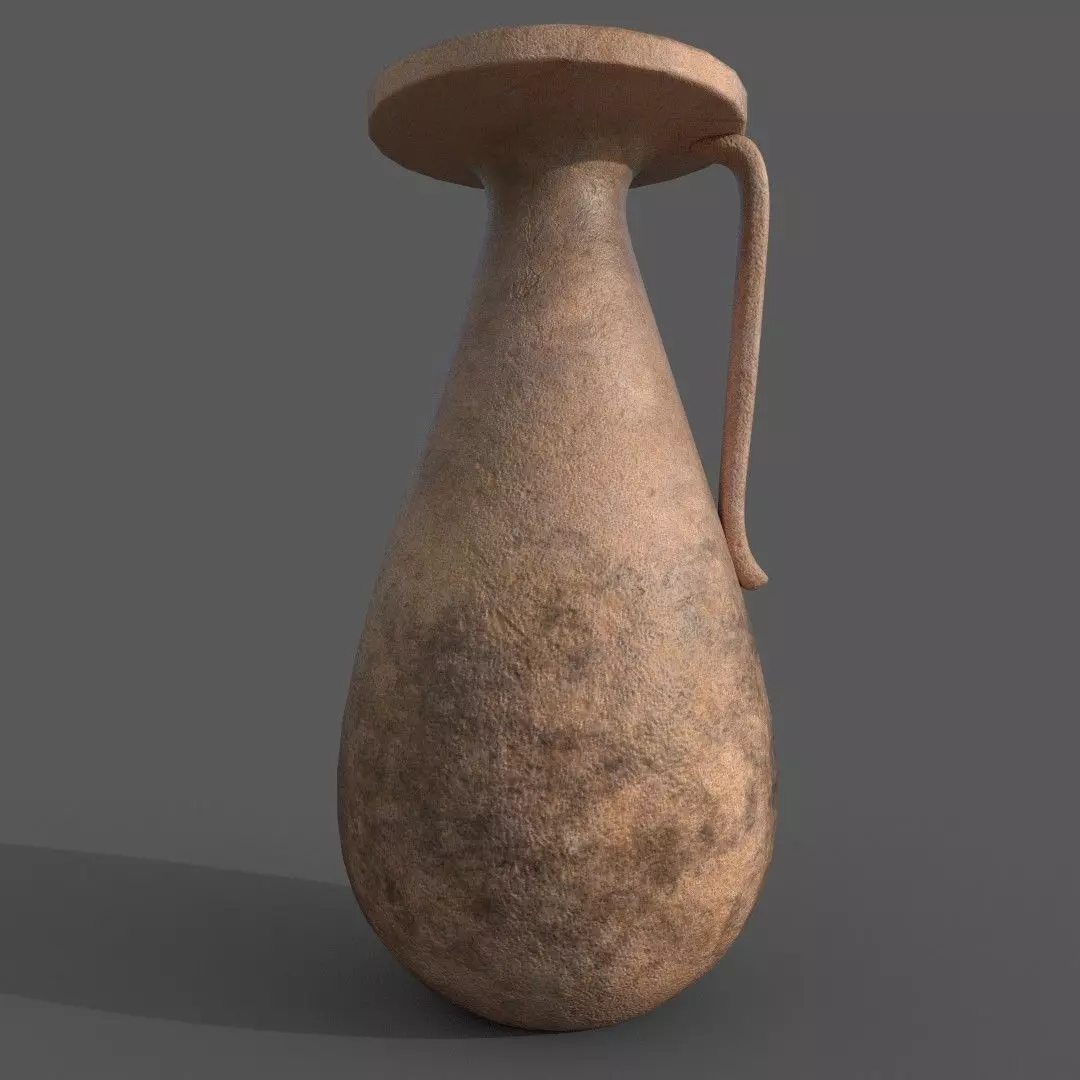 Medieval Terracotta Jug Low-poly 3D model_0