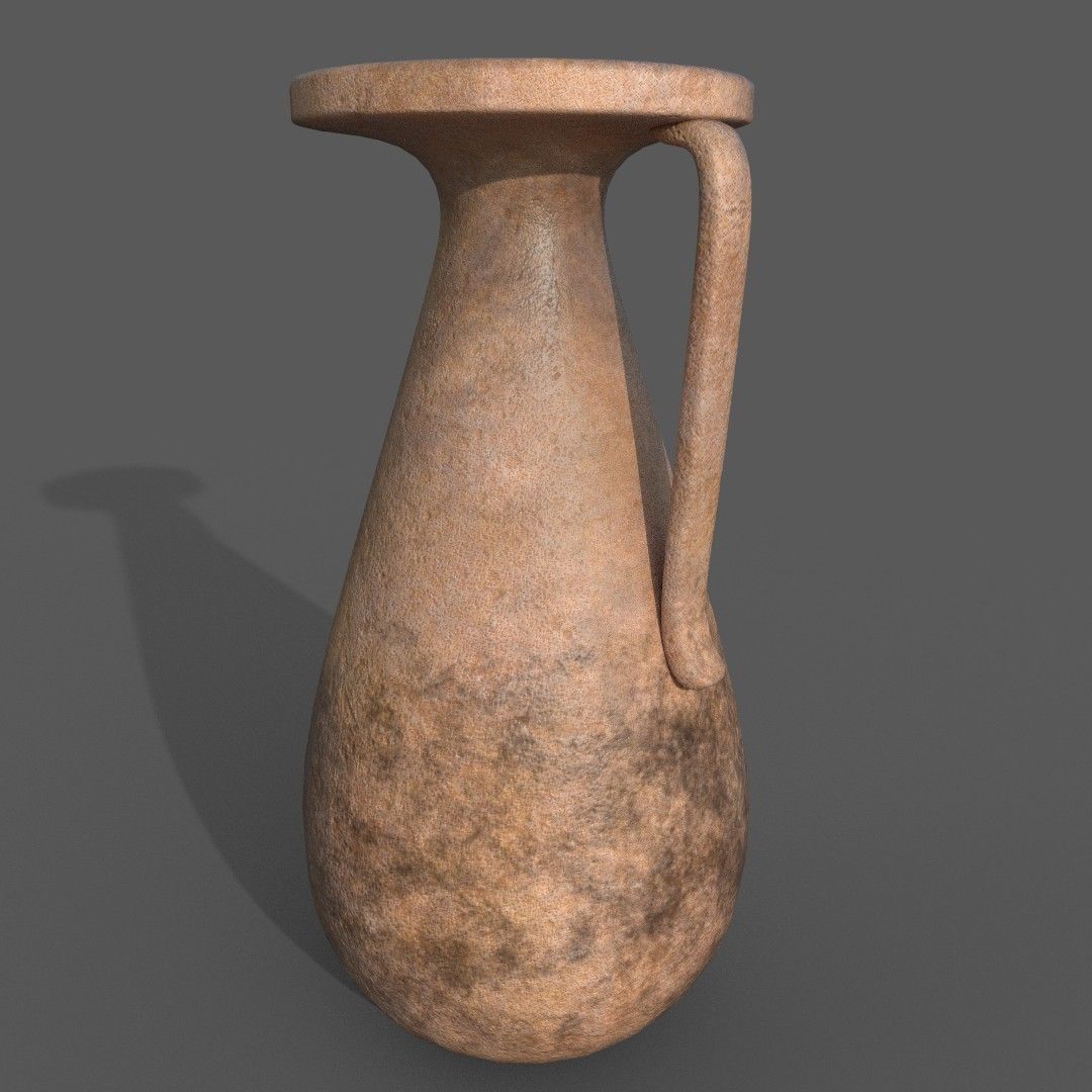 Medieval Terracotta Jug Low-poly 3D model_3