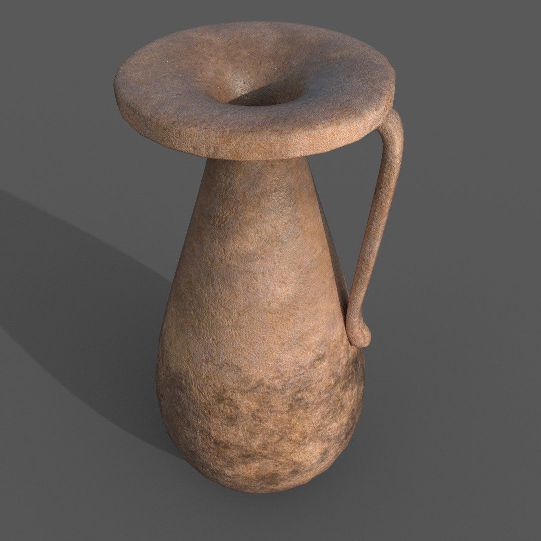 Medieval Terracotta Jug Low-poly 3D model_2