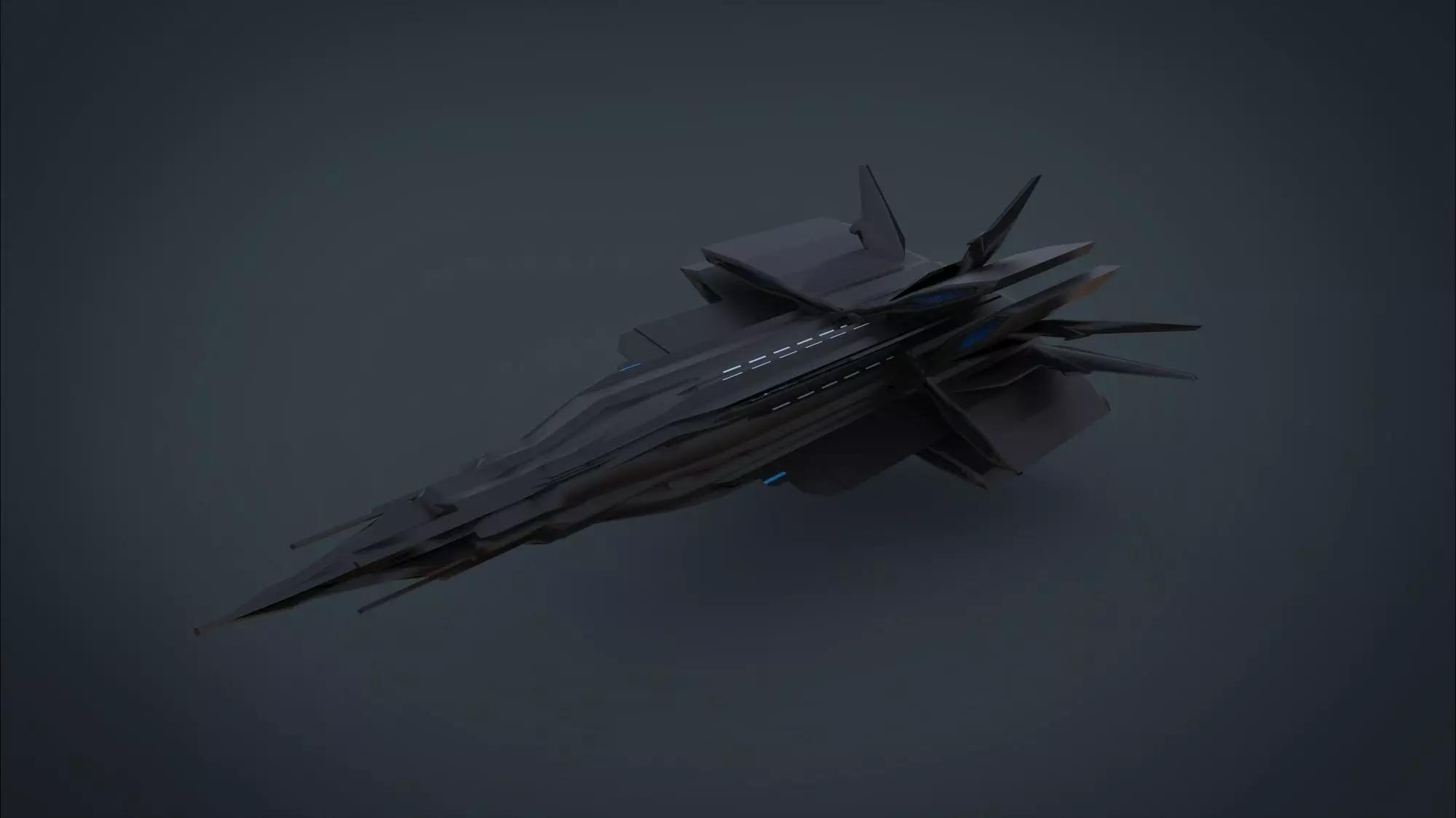 Black Guardian SpaceShip Low-poly 3D model_0