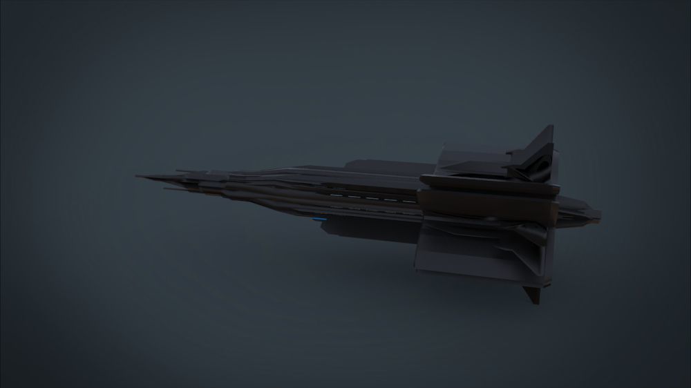 Black Guardian SpaceShip Low-poly 3D model_7