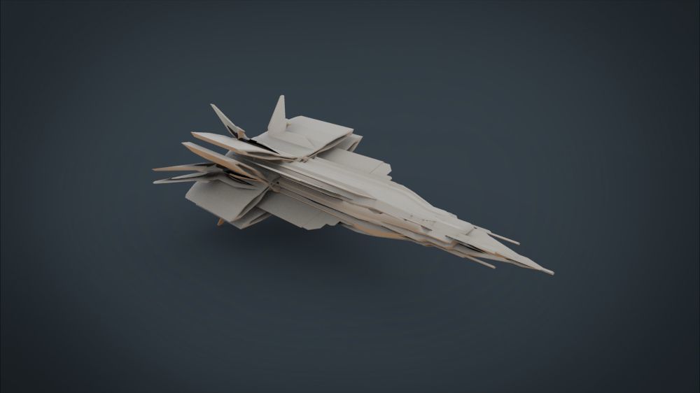 Black Guardian SpaceShip Low-poly 3D model_14