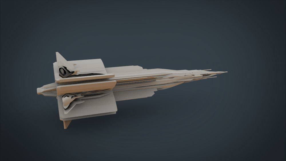 Black Guardian SpaceShip Low-poly 3D model_19