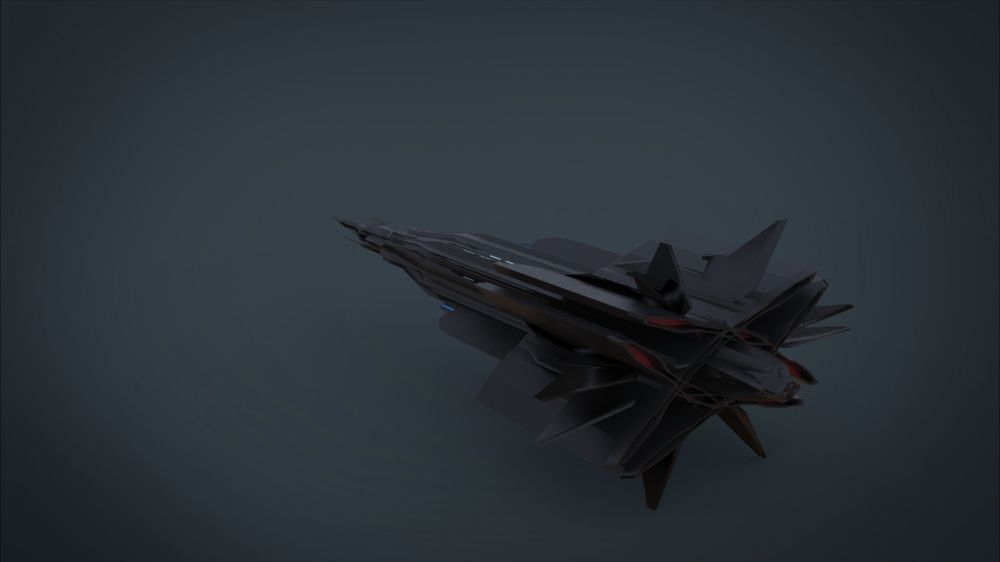 Black Guardian SpaceShip Low-poly 3D model_10