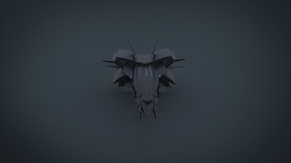 Black Guardian SpaceShip Low-poly 3D model_1