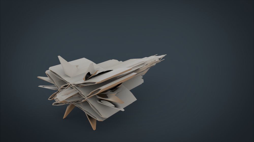 Black Guardian SpaceShip Low-poly 3D model_17