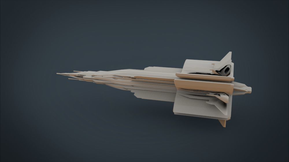 Black Guardian SpaceShip Low-poly 3D model_13