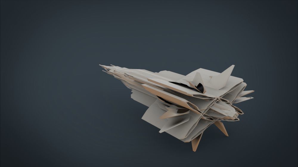 Black Guardian SpaceShip Low-poly 3D model_16