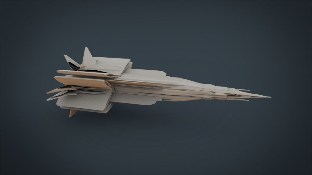 Black Guardian SpaceShip Low-poly 3D model_20
