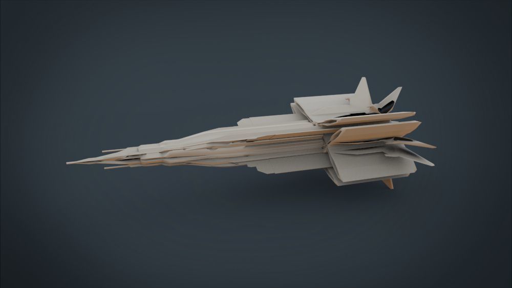 Black Guardian SpaceShip Low-poly 3D model_12