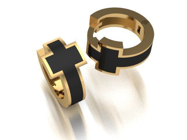 painted cross earrings  3D print model