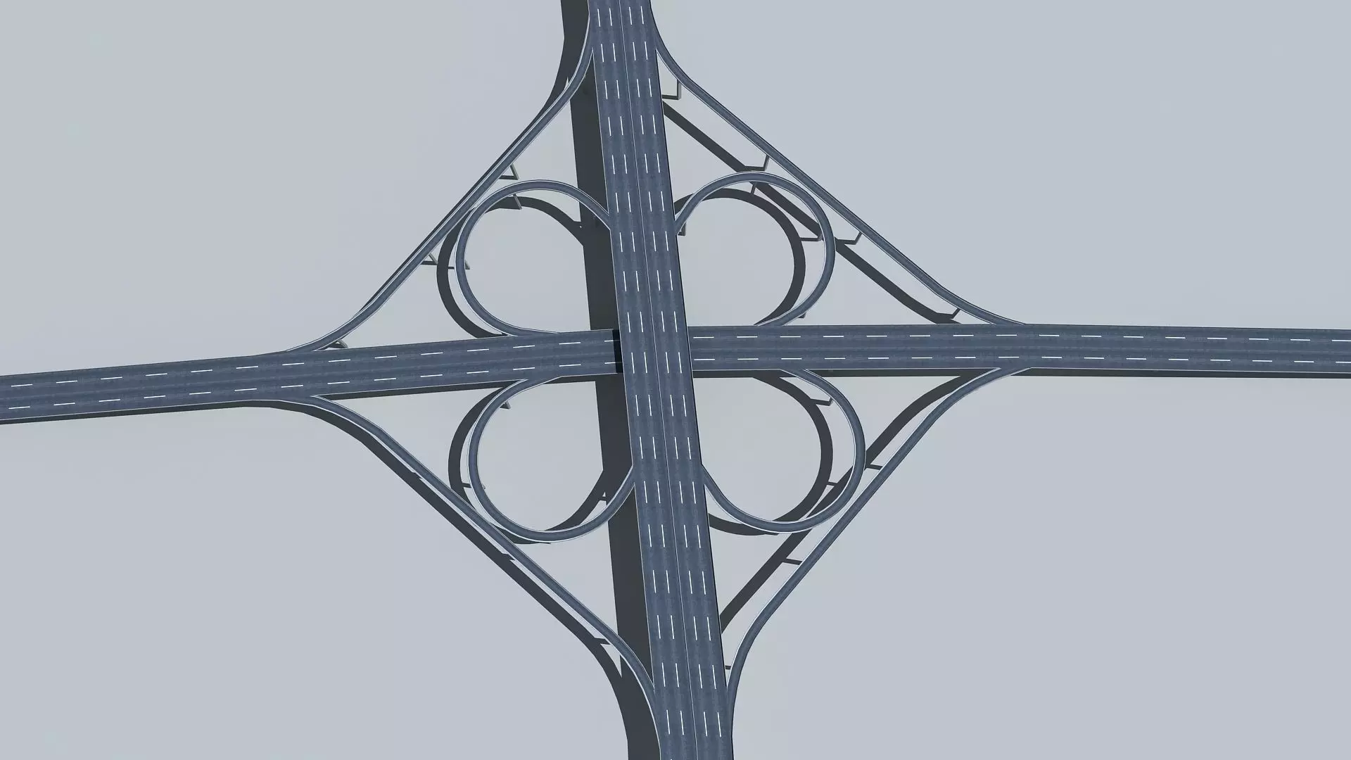 Highway Viaduct flyover  Low-poly 3D model_0