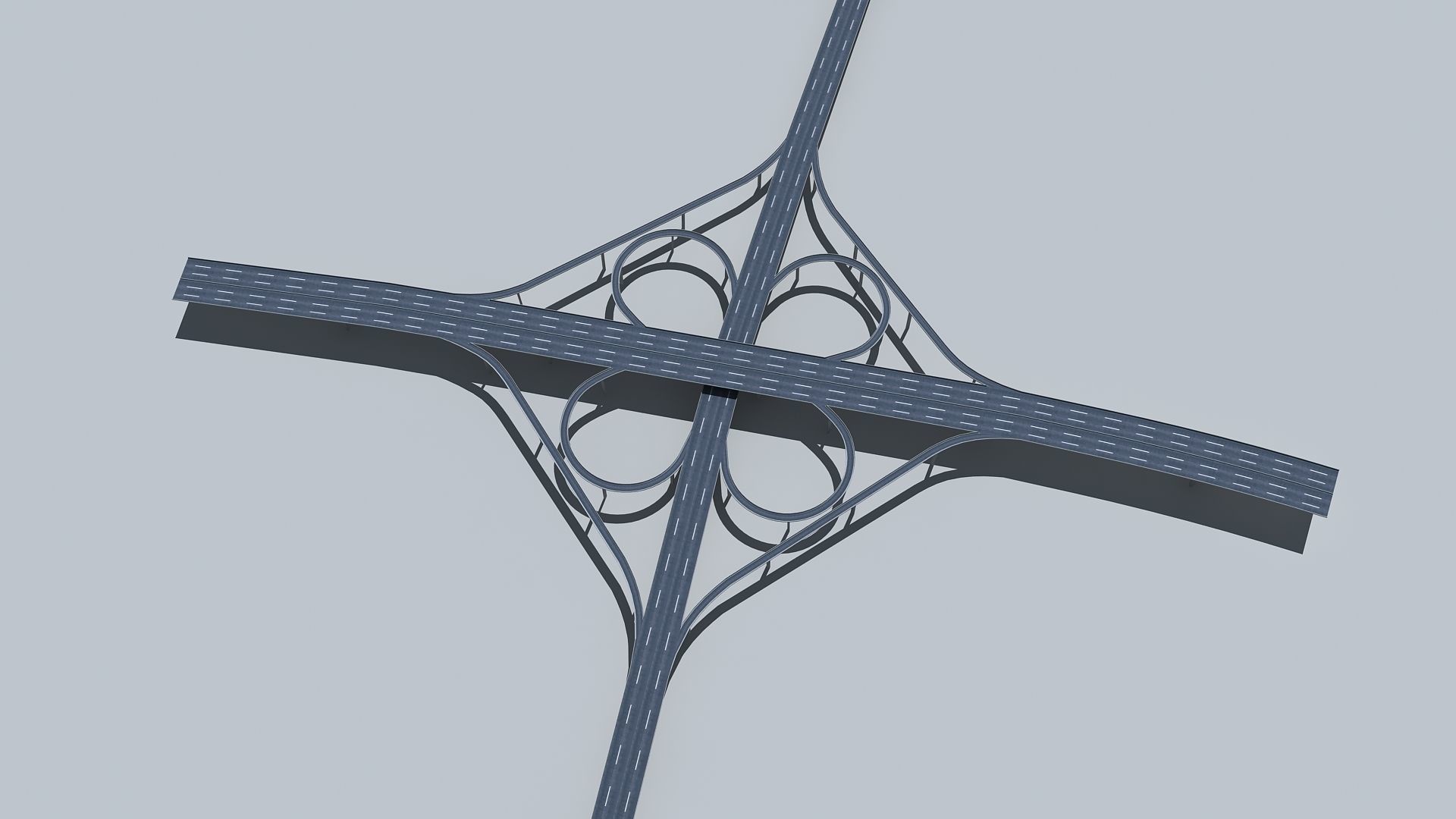 Highway Viaduct flyover  Low-poly 3D model_9
