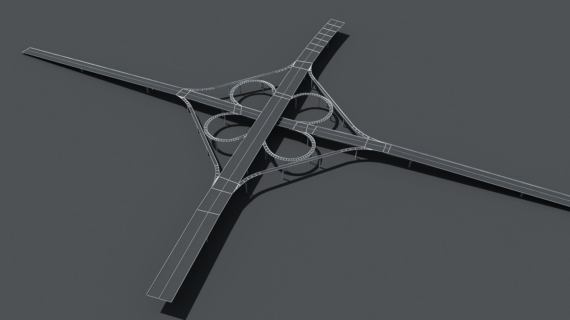 Highway Viaduct flyover  Low-poly 3D model_11
