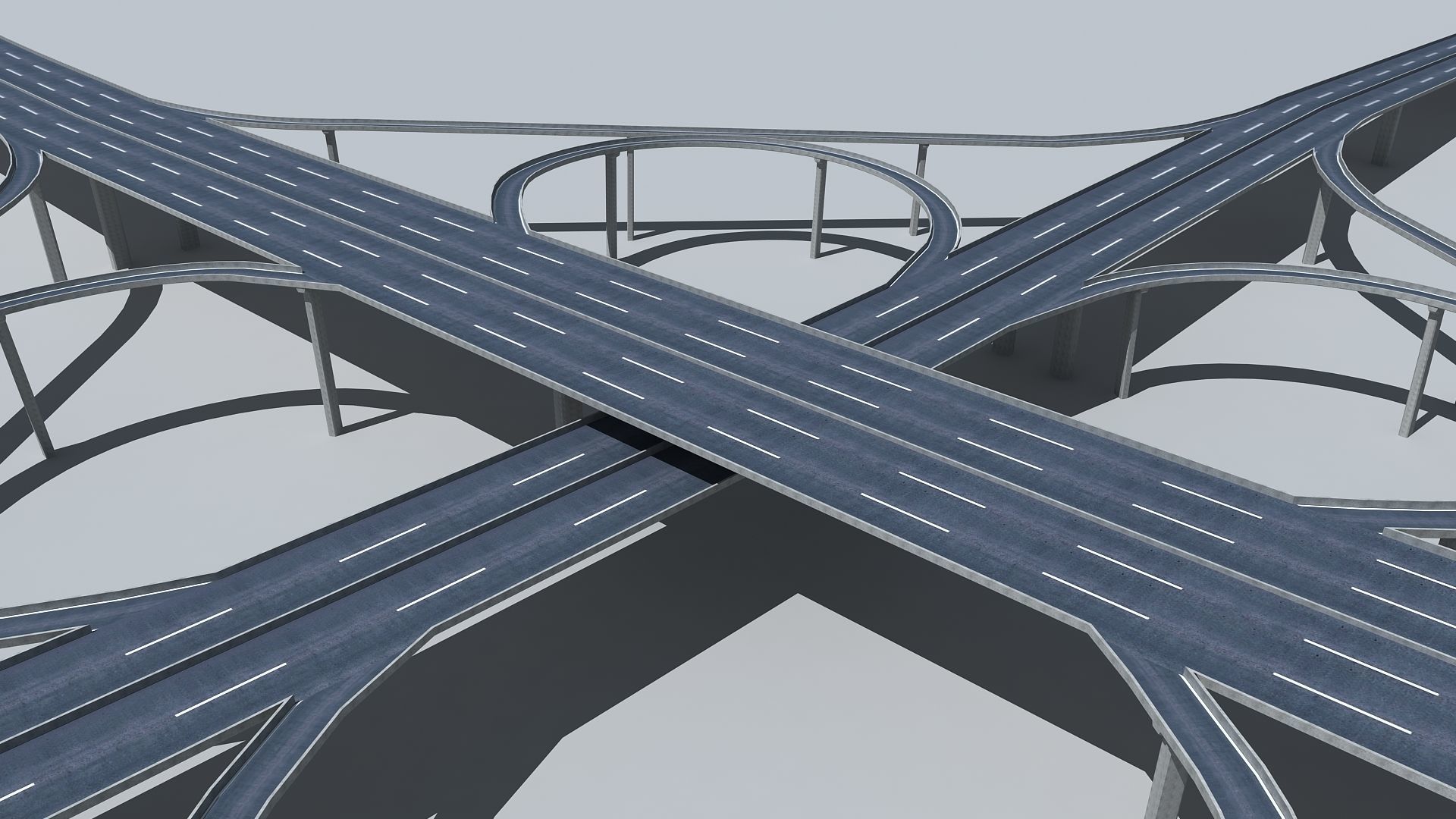 Highway Viaduct flyover  Low-poly 3D model_8