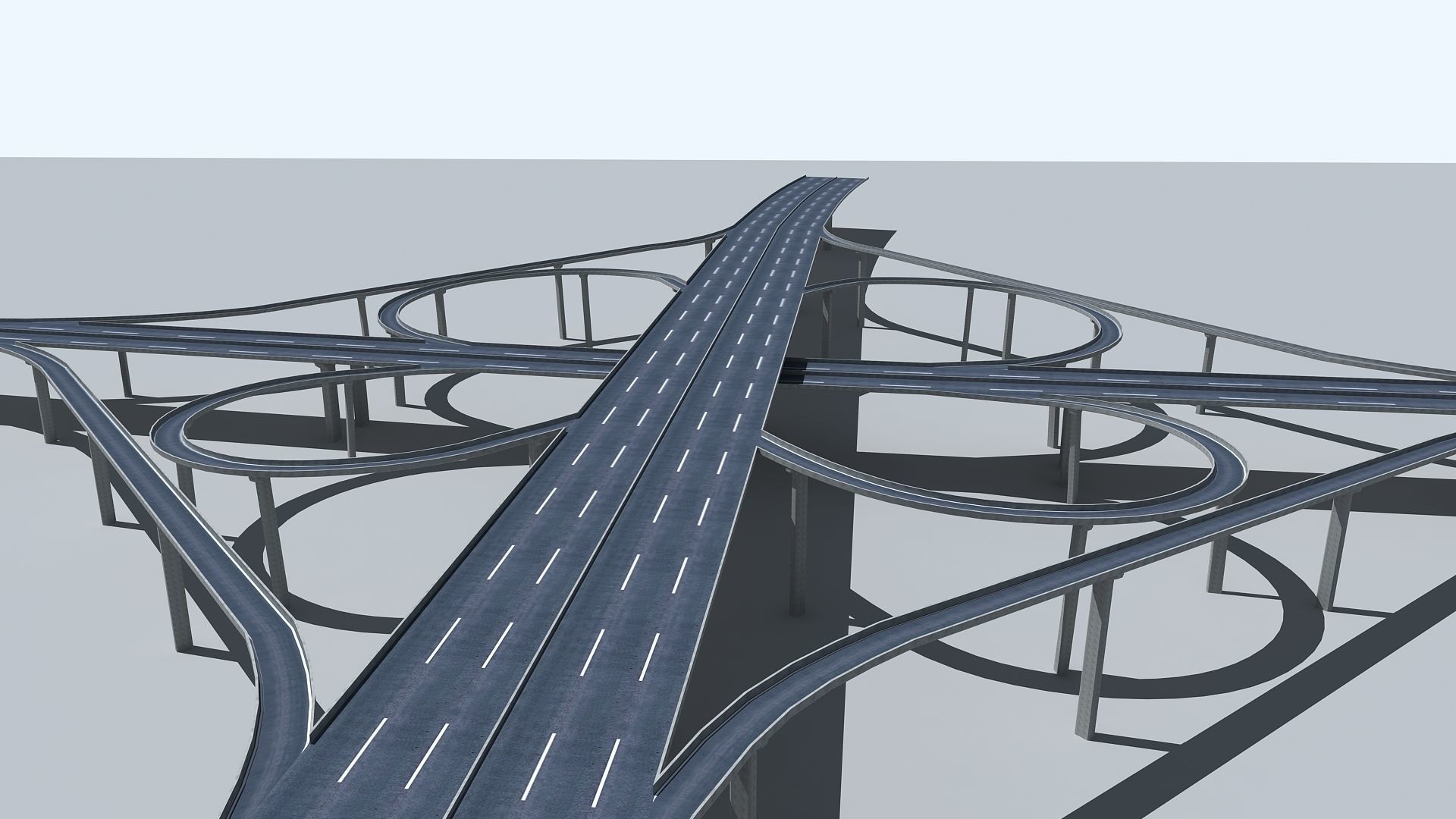 Highway Viaduct flyover  Low-poly 3D model_4