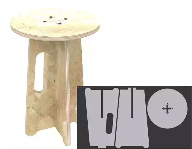 Stool MJ for CNC router cut 3D print model