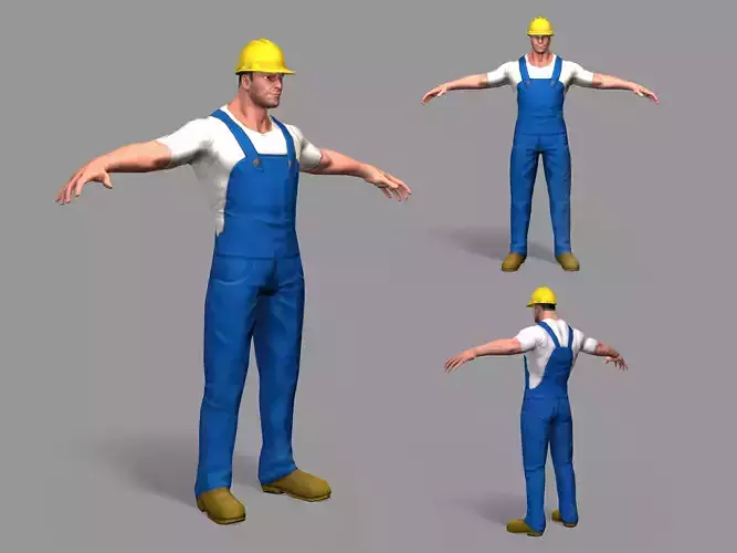 Worker construction overalls Low-poly 3D model