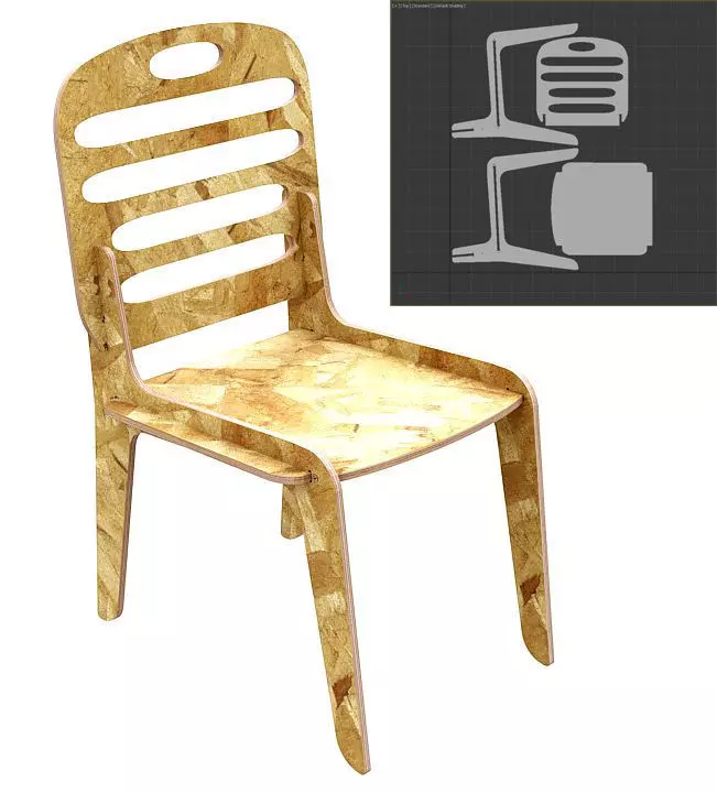 Chair MJ for CNC router cut 3D print model