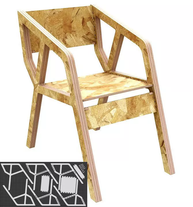 Chair Deca - CNC router cut 3D print model_0