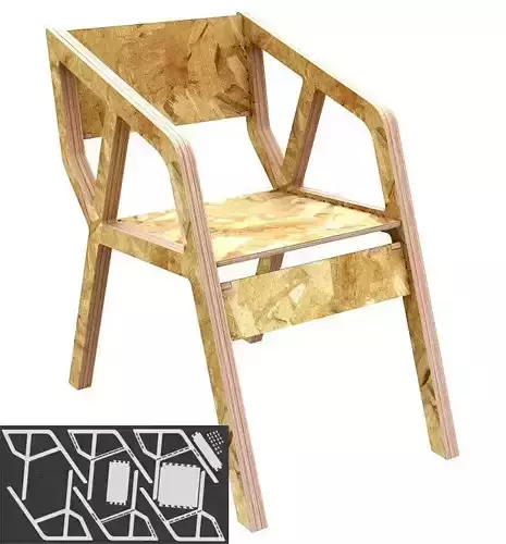Chair Deca - CNC router cut 3D print model