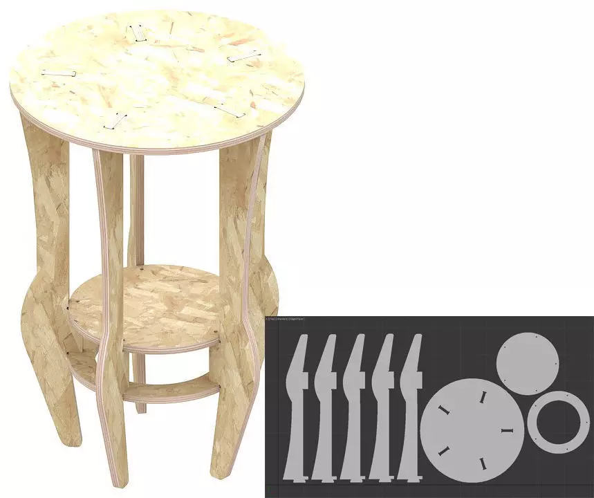 Table DECA for CNC router cut 3D print model_0