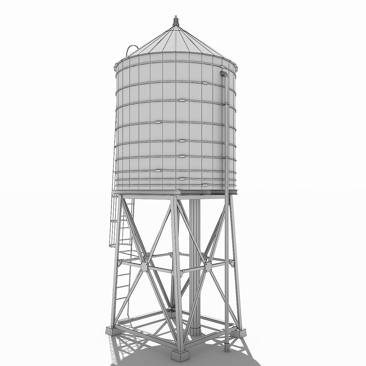 New York Water Tower Low-poly 3D model_10