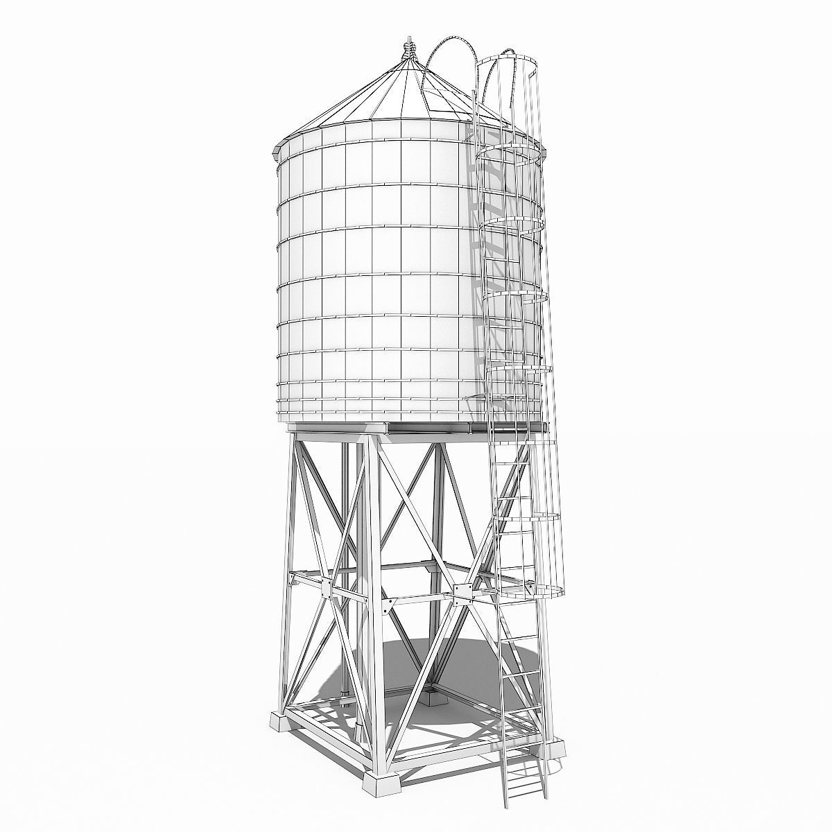 New York Water Tower Low-poly 3D model_6