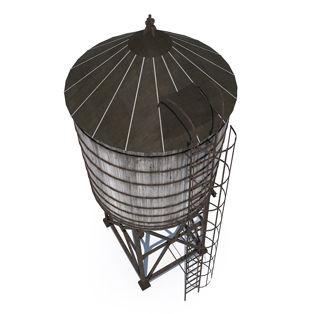 New York Water Tower Low-poly 3D model_1