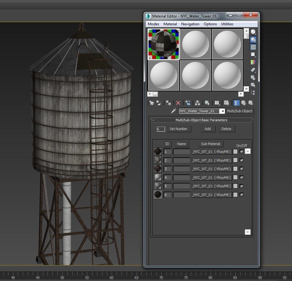 New York Water Tower Low-poly 3D model_16