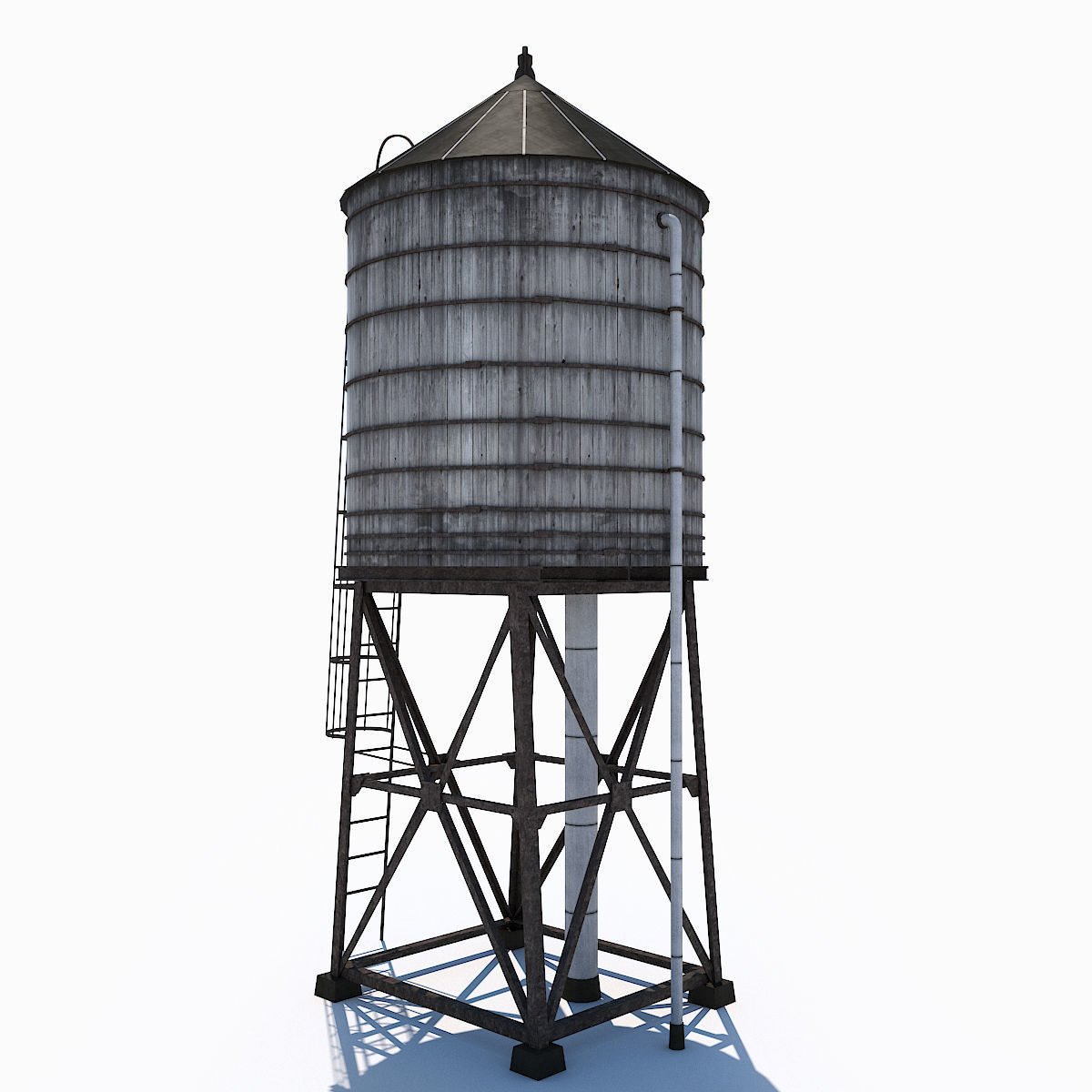 New York Water Tower Low-poly 3D model_2