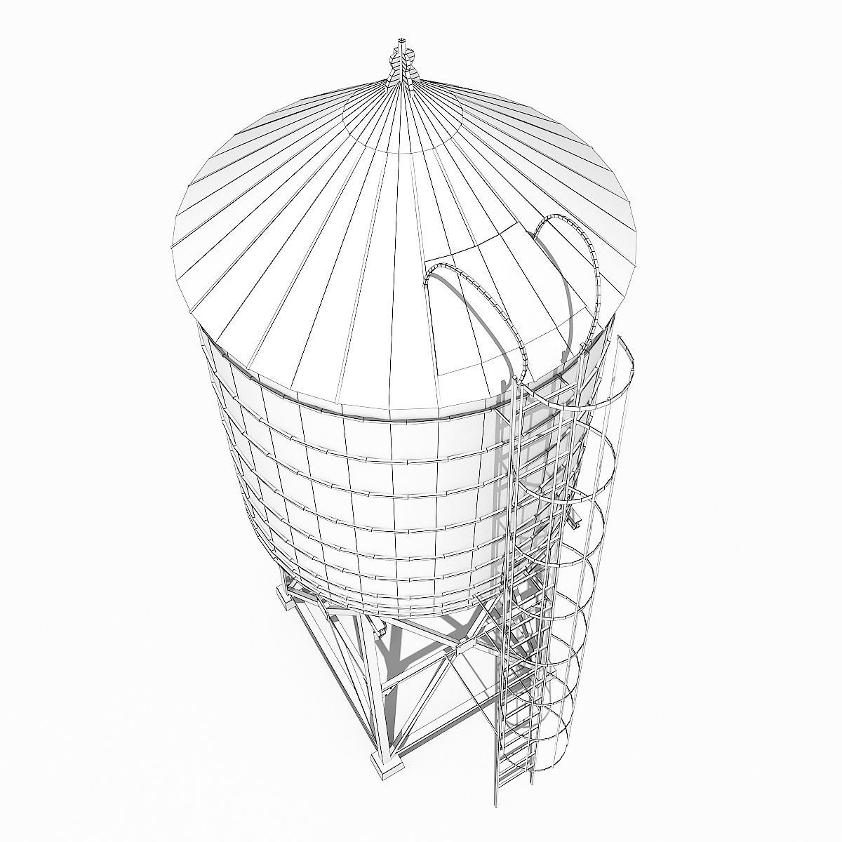 New York Water Tower Low-poly 3D model_8