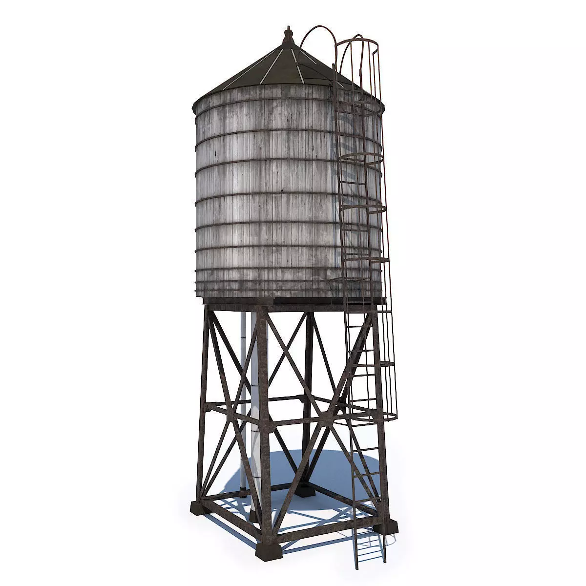 New York Water Tower Low-poly 3D model_0
