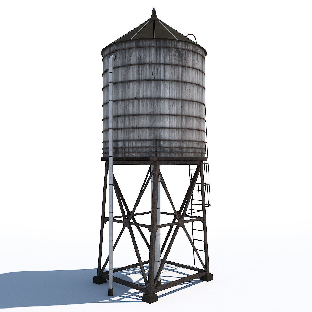 New York Water Tower Low-poly 3D model_4