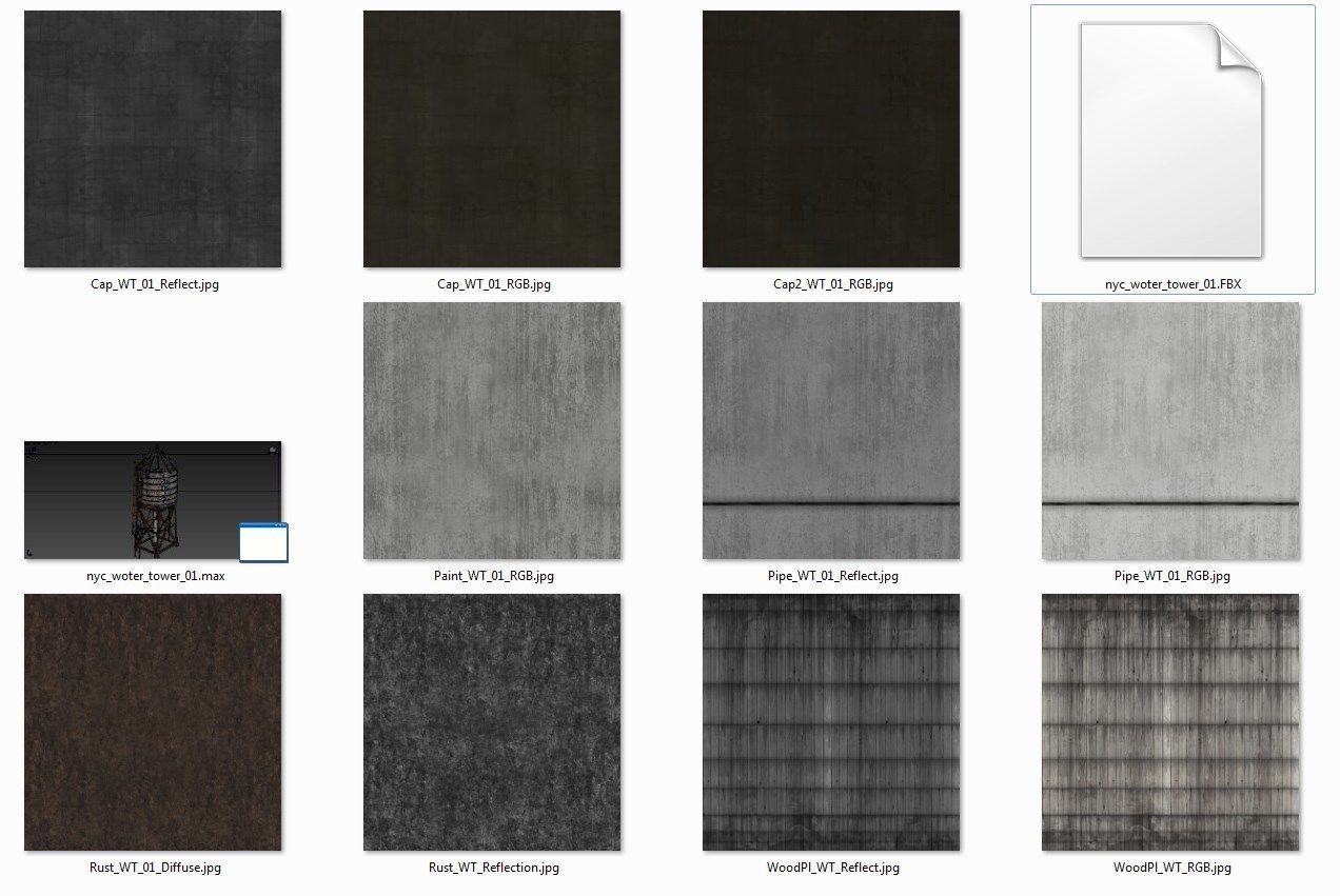 New York Water Tower Low-poly 3D model_15